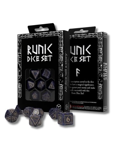 Runic kauliukų rinkinys margos mėlynos ir auksinės sp. Q-WORKSHOP
