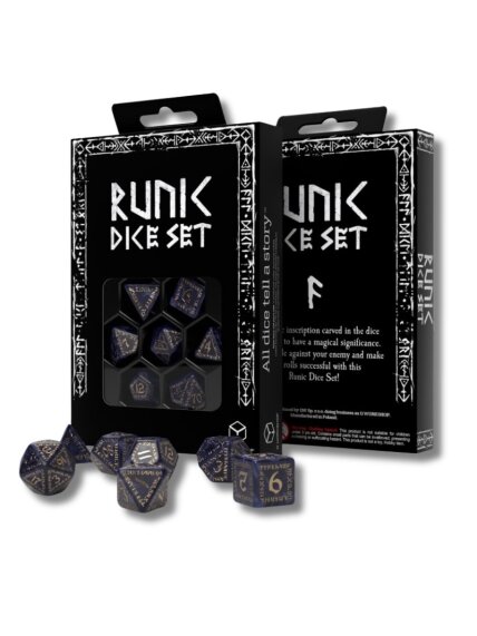 Runic kauliukų rinkinys margos mėlynos ir auksinės sp. Q-WORKSHOP