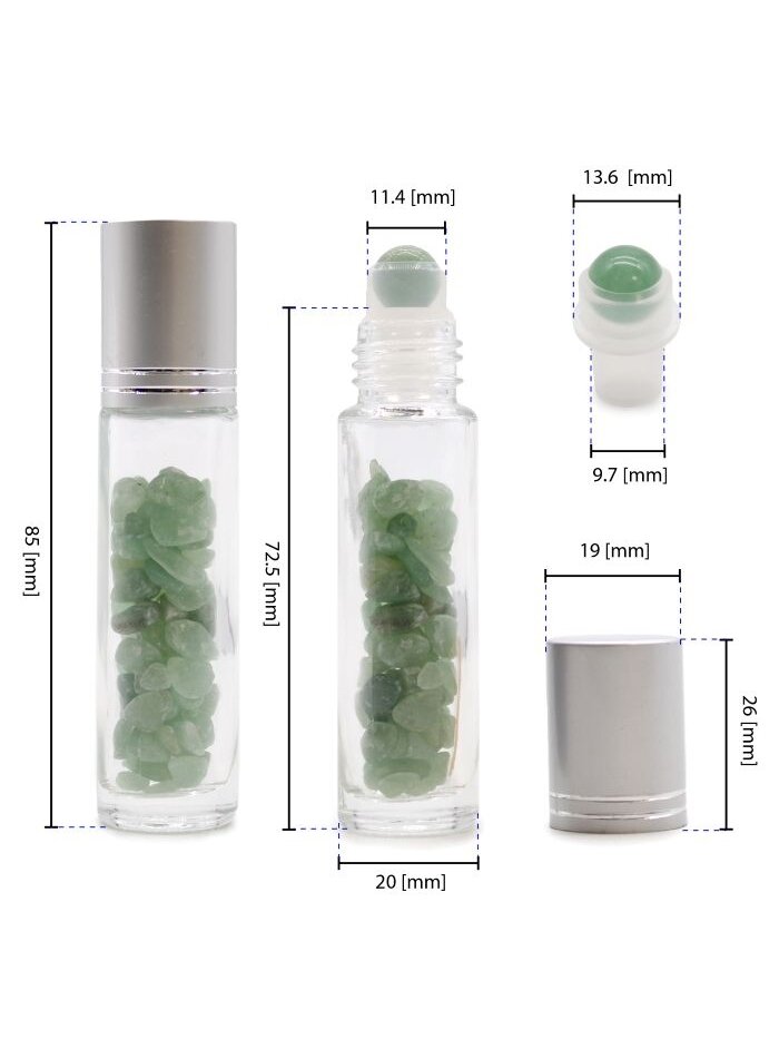 Rutulinis buteliukas su kristalais sidabro spalvos dangteliu - Aventurine 2 Rutulinis buteliukas su kristalais sidabro spalvos dangteliu - Aventurine 2