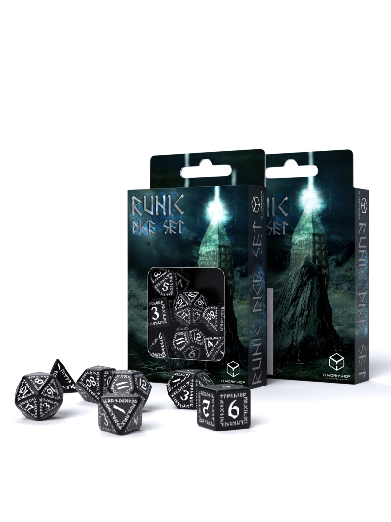 Runic kauliukų rinkinys juodos ir baltos sp Runic kauliukų rinkinys juodos ir baltos sp