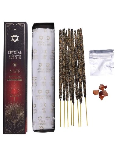 Šafrano Aromato Natūralūs smilkalai su Agato kristalais Crystal Scents