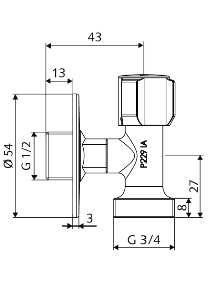 SCHELL vietą taupantis ventilis skalbimo mašinai 1/2"x3/4" 1