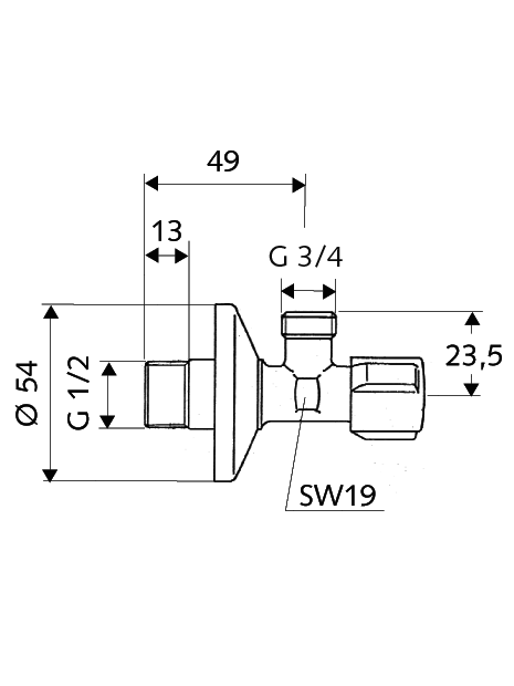 SCHELL ventilis skalbimo mašinai 1/2"x3/4"