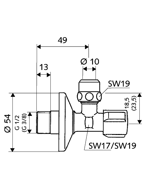 SCHELL ventilis kamp.vamzdelio pajung.1/2"x10 SCHELL ventilis kamp.vamzdelio pajung.1/2"x10