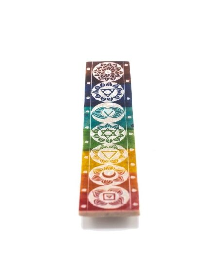 Soapstone Seven Chakra smilkalų laikiklis 2 Soapstone Seven Chakra smilkalų laikiklis 2