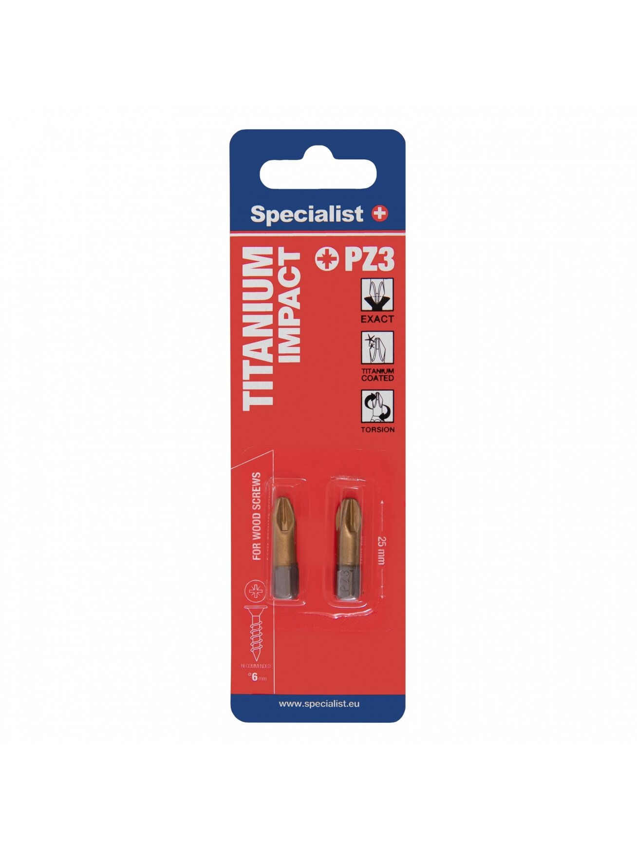 SPECIALIST+ antgalis TITANIUM PZ3, 25 mm, 2 vnt.