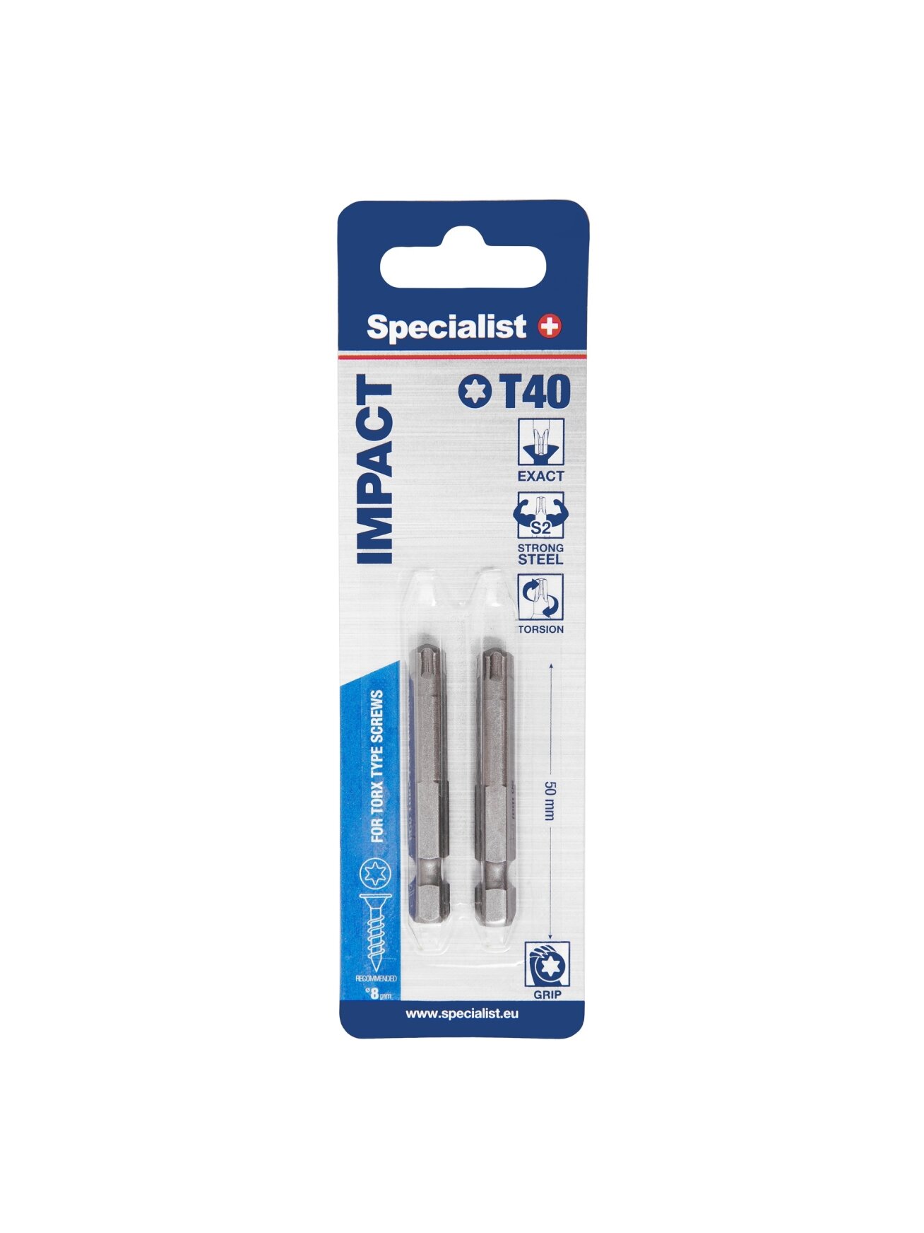 SPECIALIST+ antgalis TORX GRIP T40, 50mm, 2 vnt. 1 SPECIALIST+ antgalis TORX GRIP T40, 50mm, 2 vnt. 1