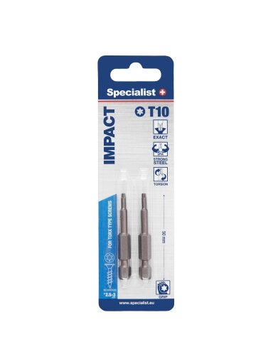 SPECIALIST+ antgalis TORX GRIP T10, 50mm, 2 vnt.