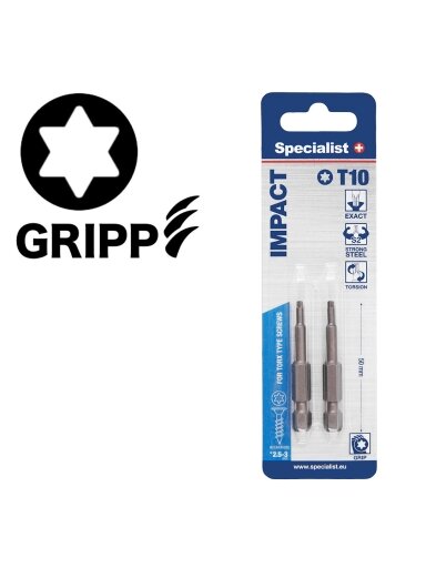 SPECIALIST+ antgalis TORX GRIP T10, 50mm, 2 vnt.