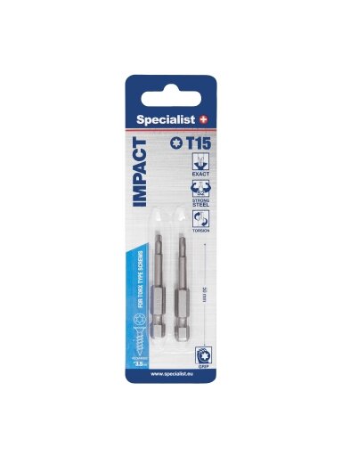 SPECIALIST+ antgalis TORX GRIP T15, 50mm, 2 vnt.