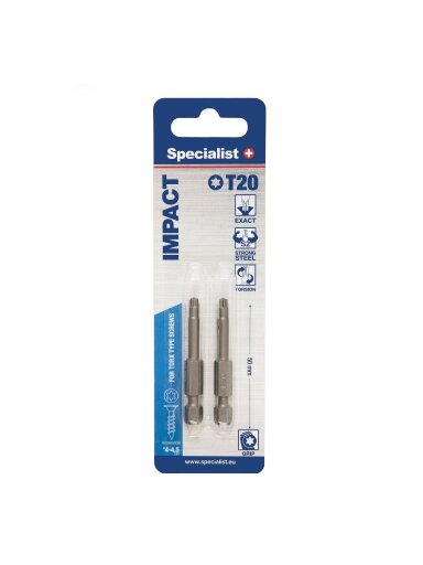 SPECIALIST+ antgalis TORX GRIP T20, 50mm, 2 vnt.