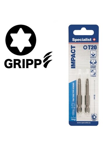 SPECIALIST+ antgalis TORX GRIP T20, 50mm, 2 vnt.