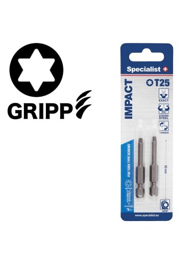 SPECIALIST+ antgalis TORX GRIP T25, 50mm, 2 vnt.
