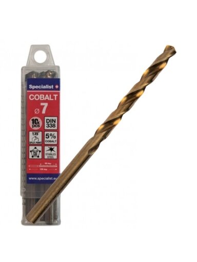 SPECIALIST+ metalo grąžtas COBALT, 7 mm, 10 vnt.