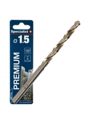 SPECIALIST+ metalo grąžtas PREMIUM, 1.5mm, 3vnt.