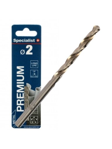 SPECIALIST+ metalo grąžtas PREMIUM, 2 mm, 3 vnt.