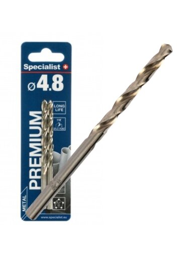 SPECIALIST+ metalo grąžtas PREMIUM, 4.8mm, 2 vnt.