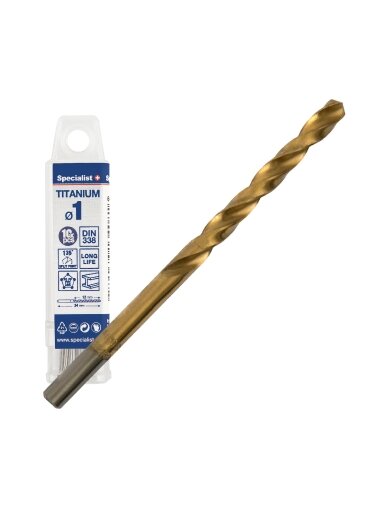 SPECIALIST+ metalo grąžtas TITAN, 1 mm, 10 vnt.