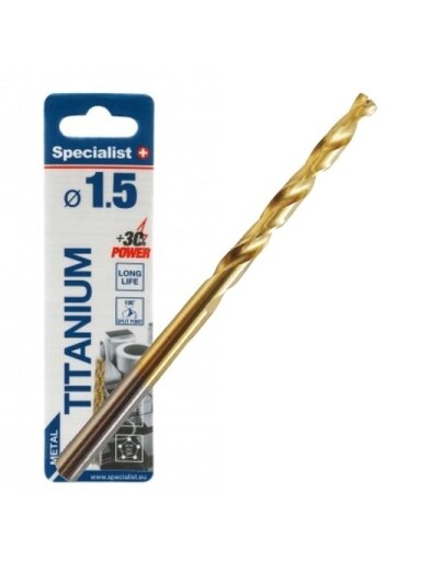 SPECIALIST+ metalo grąžtas TITAN, 1.5 mm, 2 vnt.