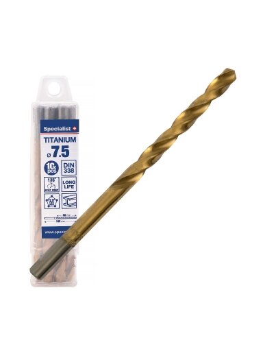 SPECIALIST+ metalo grąžtas TITAN, 7.5 mm, 10 vnt.