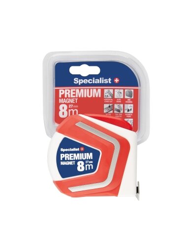 SPECIALIST+ ruletė PREMIUM 8 m, 27 mm