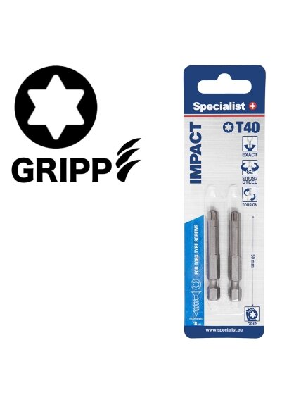 SPECIALIST+ antgalis TORX GRIP T40, 50mm, 2 vnt. SPECIALIST+ antgalis TORX GRIP T40, 50mm, 2 vnt.