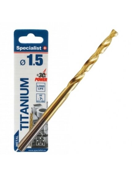 SPECIALIST+ metalo grąžtas TITAN, 1.5 mm, 2 vnt.
