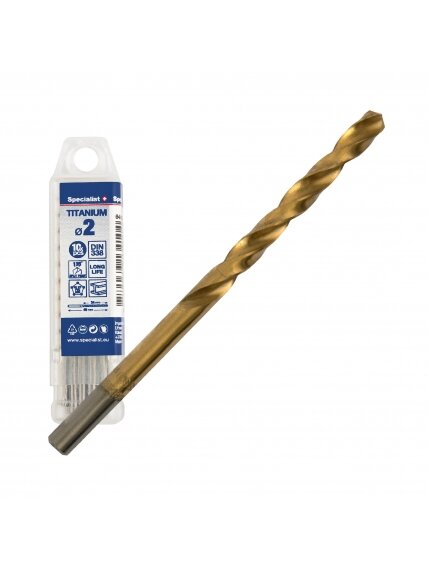 SPECIALIST+ metalo grąžtas TITAN, 2 mm, 10 vnt.