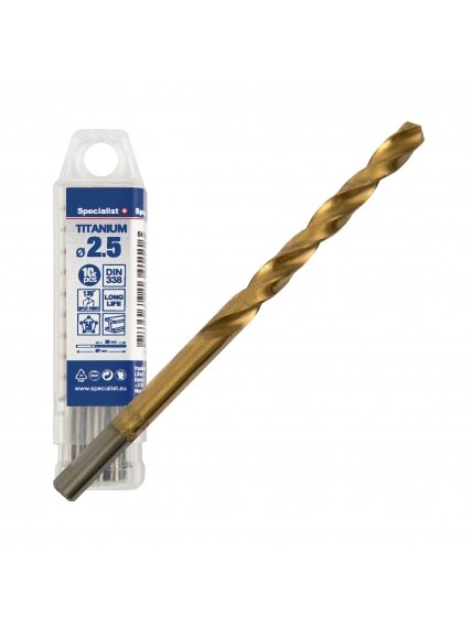 SPECIALIST+ metalo grąžtas TITAN, 2.5 mm, 10 vnt. SPECIALIST+ metalo grąžtas TITAN, 2.5 mm, 10 vnt.