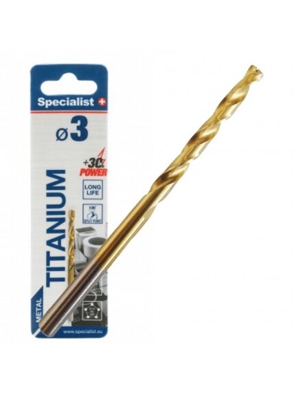 SPECIALIST+ metalo grąžtas TITAN, 3 mm SPECIALIST+ metalo grąžtas TITAN, 3 mm