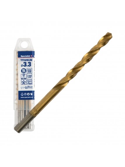SPECIALIST+ metalo grąžtas TITAN, 3.3 mm, 10 vnt.