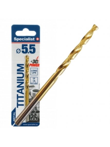 SPECIALIST+ metalo grąžtas TITAN, 5.5 mm SPECIALIST+ metalo grąžtas TITAN, 5.5 mm