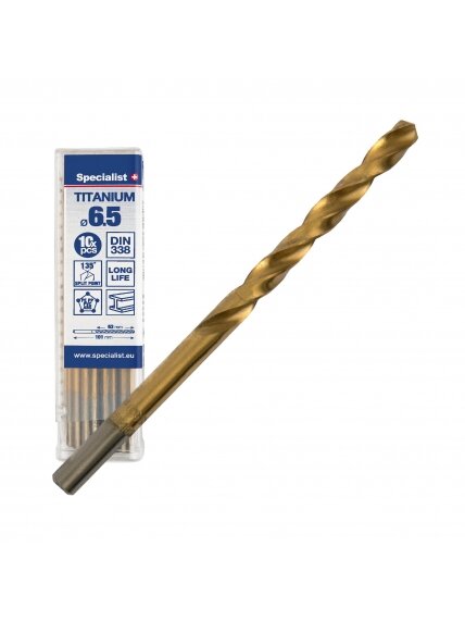 SPECIALIST+ metalo grąžtas TITAN, 6.5 mm, 10 vnt. SPECIALIST+ metalo grąžtas TITAN, 6.5 mm, 10 vnt.