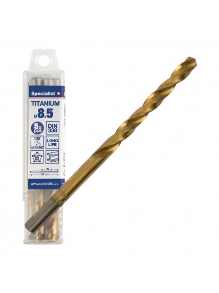 SPECIALIST+ metalo grąžtas TITAN, 8.5 mm, 5 vnt. SPECIALIST+ metalo grąžtas TITAN, 8.5 mm, 5 vnt.
