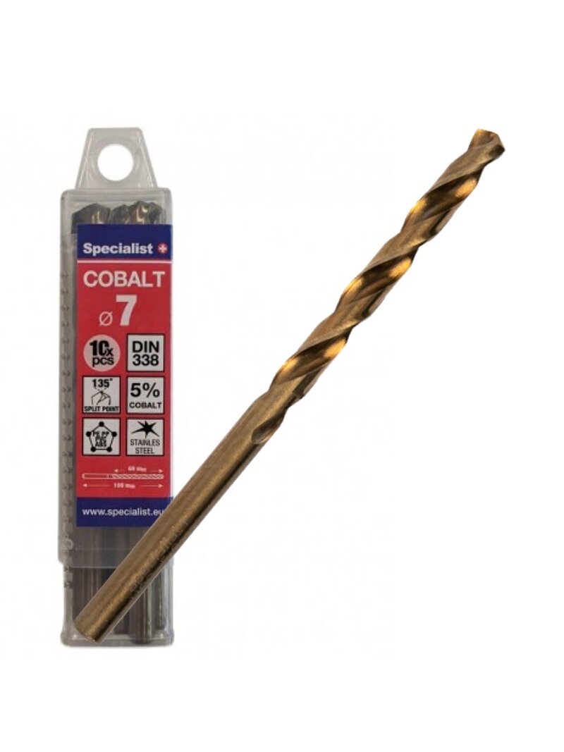 SPECIALIST+ metalo grąžtas COBALT, 7 mm, 10 vnt.