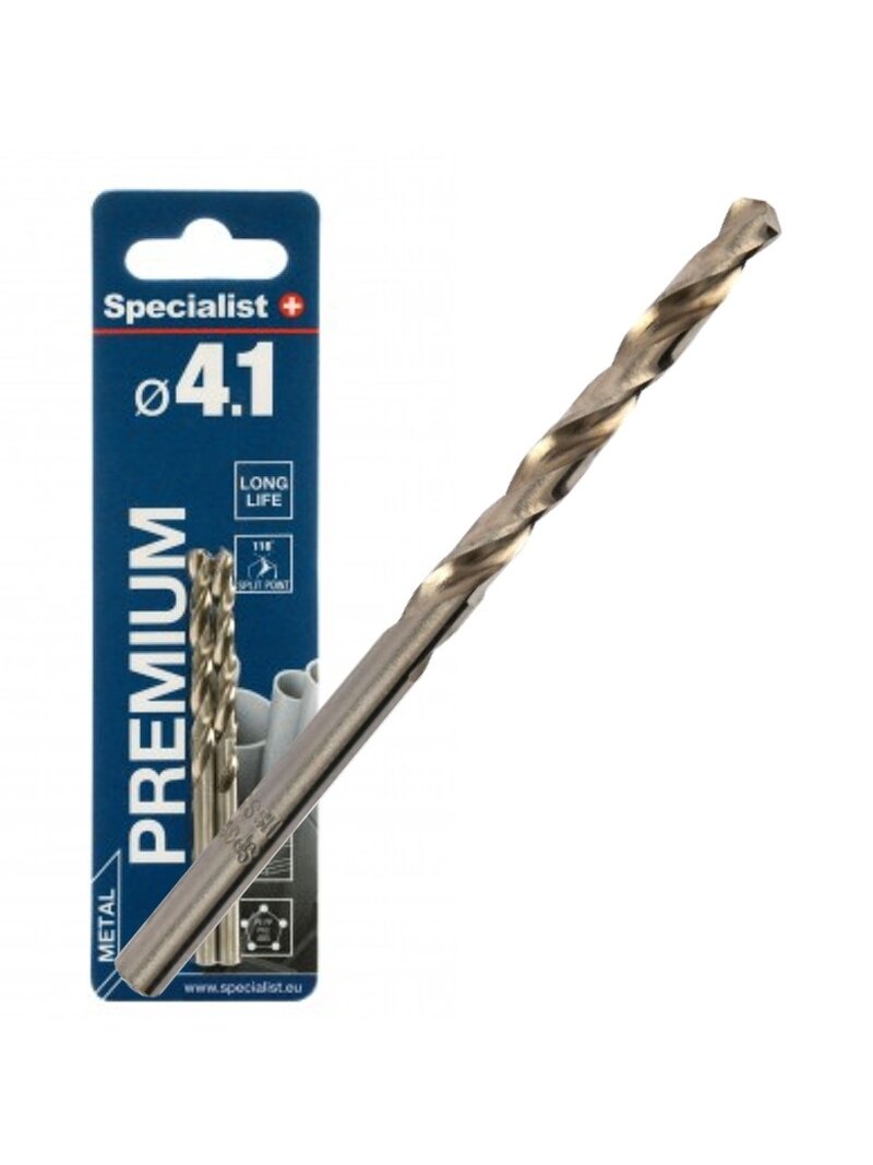 SPECIALIST+ metalo grąžtas PREMIUM, 4.1mm, 2 vnt. SPECIALIST+ metalo grąžtas PREMIUM, 4.1mm, 2 vnt.