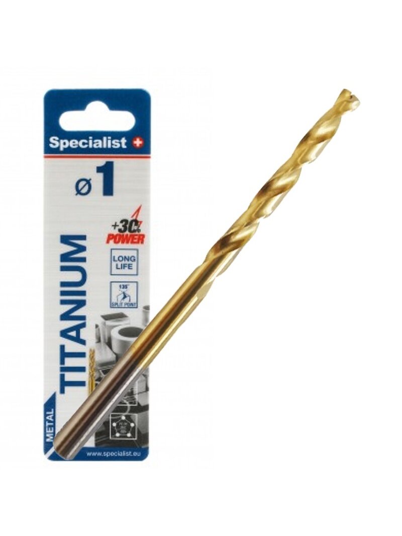 SPECIALIST+ metalo grąžtas TITAN, 1 mm, 2 vnt. SPECIALIST+ metalo grąžtas TITAN, 1 mm, 2 vnt.