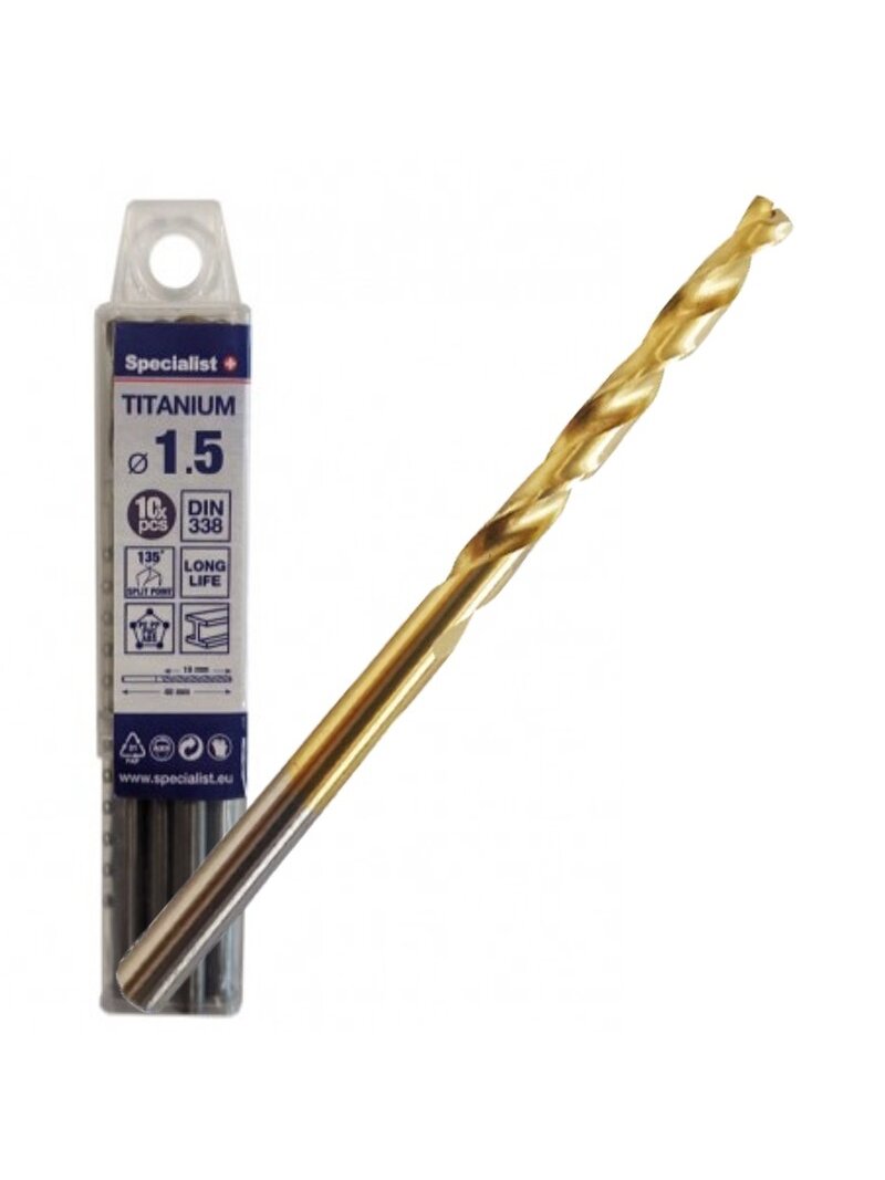 SPECIALIST+ metalo grąžtas TITAN, 1.5 mm, 10 vnt. SPECIALIST+ metalo grąžtas TITAN, 1.5 mm, 10 vnt.