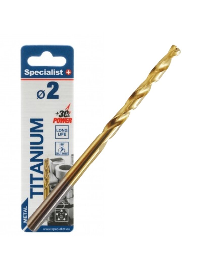 SPECIALIST+ metalo grąžtas TITAN, 2 mm, 2 vnt. SPECIALIST+ metalo grąžtas TITAN, 2 mm, 2 vnt.