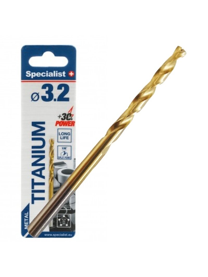 SPECIALIST+ metalo grąžtas TITAN, 3.2 mm SPECIALIST+ metalo grąžtas TITAN, 3.2 mm