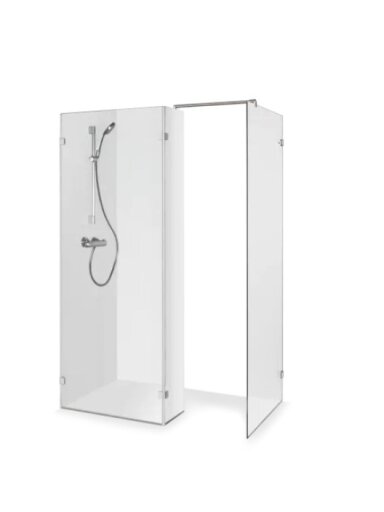 Standartinė dušo kabina be durelių BONA 150x90x200 , skaidrus st. , chromas ,