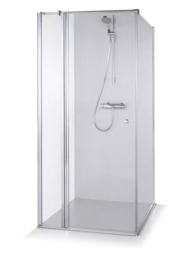 Standartinė, kvadratinė dušo kabina KARINA 100x100x200 , skaidrus st. , chromas ,