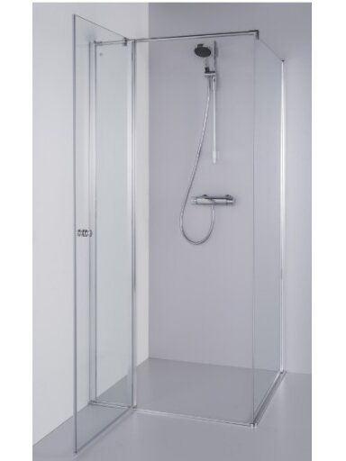 Standartinė, kvadratinė dušo kabina KARINA 100x100x200 , skaidrus st. , chromas ,