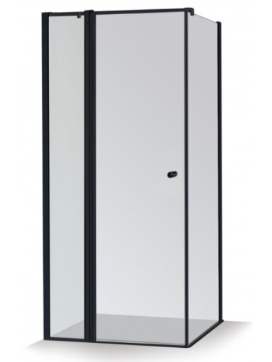 Standartinė, kvadratinė dušo kabina KARINA 90x90x200 , skaidrus st. , RAL9005 juoda matinė ,