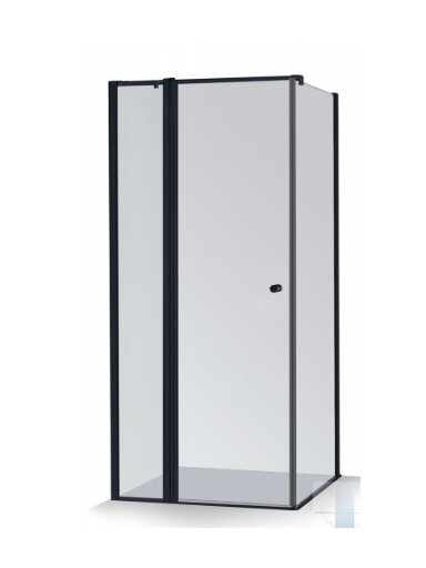 Standartinė, kvadratinė dušo kabina KARINA 975-988x975-988x2000 mm, skaidrus st., RAL9005 juoda matinė