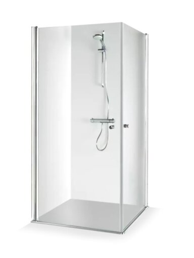 Standartinė, kvadratinė dušo kabina VIKTORIJA 880-890x880-890x2000, skaidrus st., aukso spalvos profilis