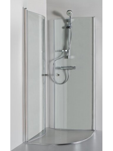 Standartinė, pusapvalė dušo kabina KATARINA 90x90x190 , skaidrus st. , chromas ,