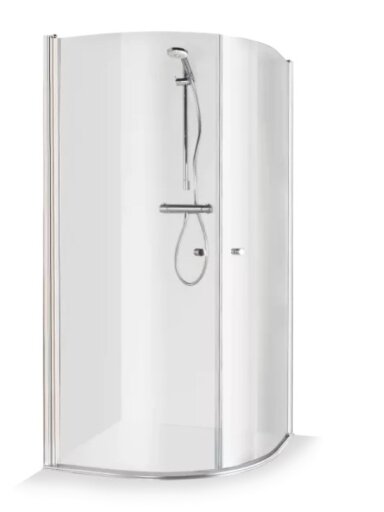 Standartinė, pusapvalė dušo kabina KATARINA 90x90x190 , skaidrus st. , chromas ,