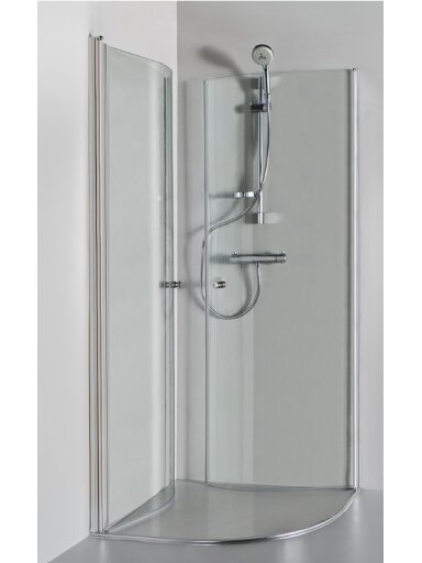 Standartinė, pusapvalė dušo kabina KATARINA 90x90x190 , skaidrus st. , RAL9005 juoda matinė ,