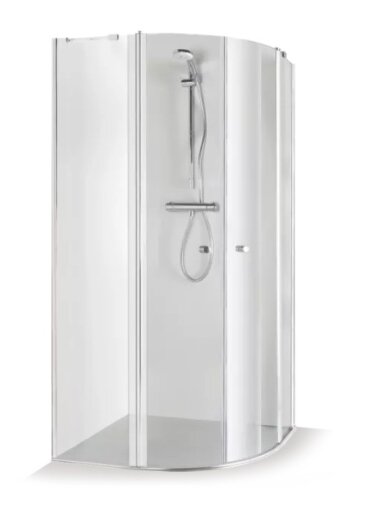 Standartinė, pusapvalė dušo kabina SONATA 90x90x190 , skaidrus st. , chromas ,